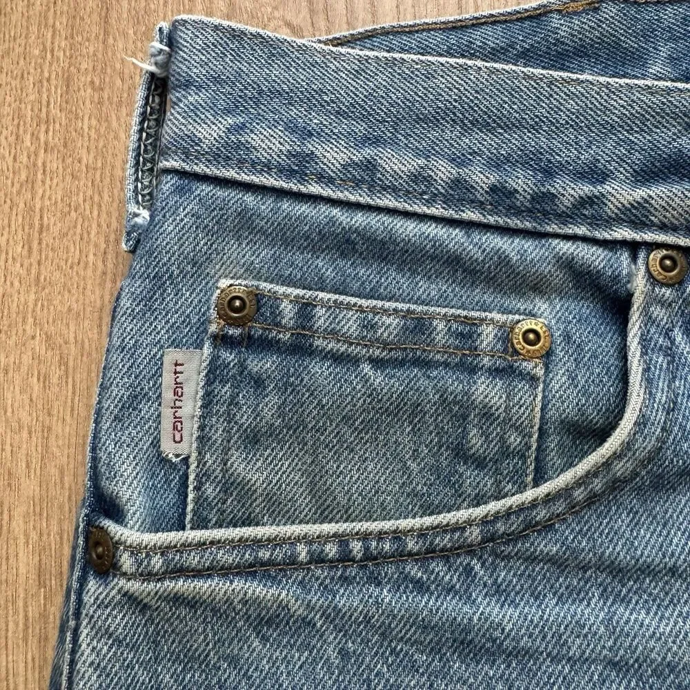 Vintage Carhartt B18 STW Jeans 35x30 Traditional Fit Blue Denim Workwear